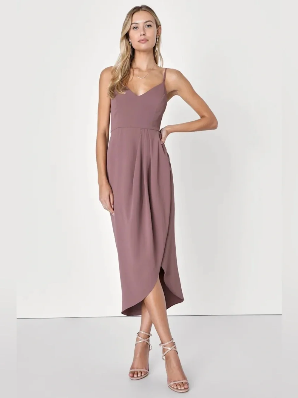 *Worn Once* Lulus Women’s Reinette Mauve Purple Midi, Size Medium - Picture 1 of 13